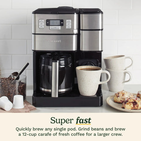 All In One Grind And Brew Coffee Center With Built In Grinder Coffeemaker And Single Serve Brewer In Black And Silver