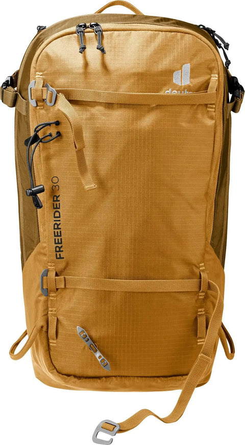 Front view of 30L Ski Tour And Mountaineering Backpack Built For Powder Days With Weatherproof Breathable Fabric Easy Access Avalanche Gear
