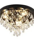 Lux Black Crystal Chandelier Light Fixture, Modern Ceiling Pendant For Hallways, Entryways, Dining Rooms And Bedrooms, 15.75 Inch Wide, Luxury Statement With Clear Faceted Crystals For A Dope Retro Modern Glow