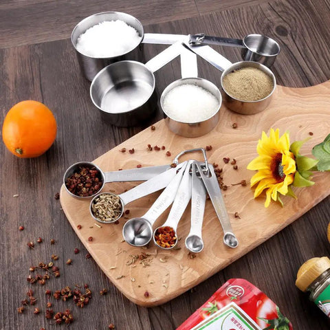 11 Piece Stainless Steel Measuring Spoons And Cups Set With Engraved Metric And Imperial Markings And Stackable Design For Everyday Cooking Baking Dry And Liquid Ingredients Great Gift, stacked spoons and cups