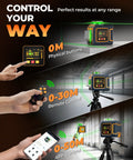 Green Laser Level With Three 360 Degree Coverage, Twelve Line Self Leveling, Bluetooth App Remote, Pulse Mode For Receiver