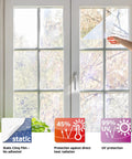Person installing Removable Static Cling Privacy And Decorative Glass Window Film For Home With UV Sun Protection No Glue No Residue