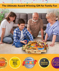 Family playing DIY Pinball Machine For Kids 8 To 14, Arcade Grade, No Screen STEM Toy in living room, award-winning product