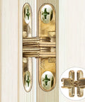 Concealed Cross Door Hinges 2 Pack, Ultra Thin Zinc Alloy, Hidden Silent Operation, Smooth Surface, Anti Rust Hardware close-up view