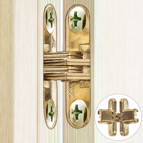 Concealed Cross Door Hinges 2 Pack, Ultra Thin Zinc Alloy, Hidden Silent Operation, Smooth Surface, Anti Rust Hardware close-up view