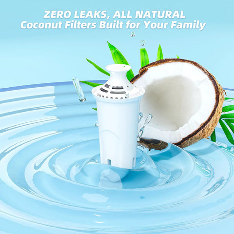 Three Pack Water Filter Replacements For Brita Pitchers And Dispensers BPA Free Fits Classic 35557 OB03 And Mavea 107007 with coconut