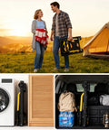 Portable folding hand truck cart for travel, camping, and moving supplies with compact, heavy-duty design and smooth wheels.
