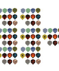 Array of colorful Durable PET Flights for Darts 77 Piece Variety Pack Replacement Feather Tail Wings Standard Flights.