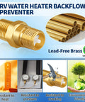 RV Water Heater Backflow Preventer With 1/2 In NPT Double Male Threads Lead Free Brass Check Valve illustration