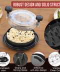 Chicken Shredder Tool 8 Inch With Clear Lid And Ergonomic Handle, BPA Free, showing shredded chicken and robust design features.