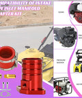 Intake Manifold Inlet Pipe Adapter Kit For Predator 301cc 420cc 459cc Engines And GX340 GX390 GX270 Carburetors VM34 Compatible