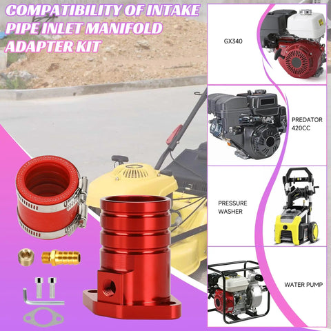 Intake Manifold Inlet Pipe Adapter Kit For Predator 301cc 420cc 459cc Engines And GX340 GX390 GX270 Carburetors VM34 Compatible