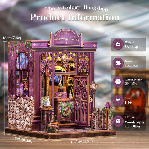 DIY Book Nook Kit For Beginners With The Astrology Bookshop Theme Miniature Scene On A Shelf Wooden Laser Cut Craft Kit