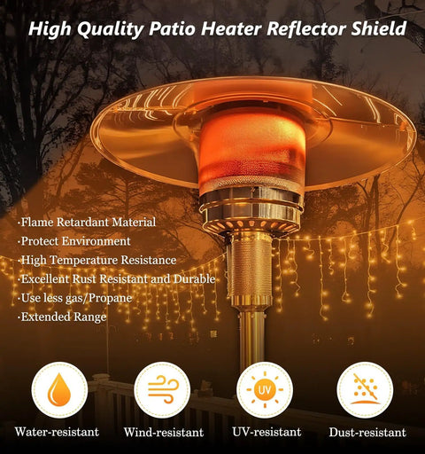 Patio Heater Reflector Shield 33 Inch Aluminum Top Replacement Part For Propane Outdoor Heaters Boosts Heat Distribution