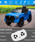 Toyota Tundra Licensed 12V Kids Ride On Truck With Realistic Grille, Brand Logos, And Kid Friendly Functional Pickup Bed, Electric Battery Powered Outdoor Adventure Car For Young Drivers, blue with remote