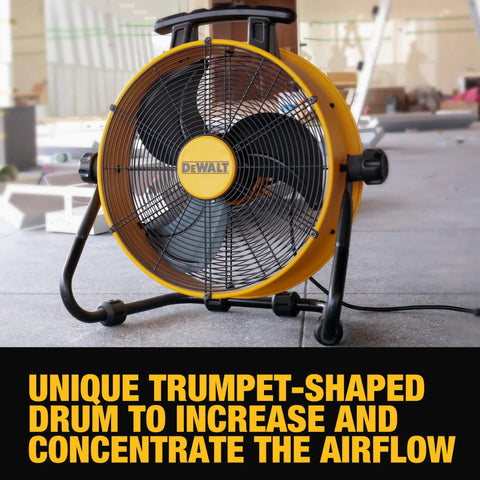 18 Inch High Velocity Floor Fan With 3 Speed Settings Heavy Duty Air Circulator 180 Degree Tilt Large Yellow Drum Fan