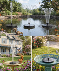 Solar Powered Bird Bath Fountain Pump Upgrade Mini Free Standing Water Pump For Garden Outdoor Pond Fish Tank And Pool Eco Friendly No Battery Needed Breezy Setup in various garden settings