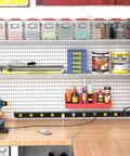 10 Outlet Long Power Strip With Wide Spaced Outlets, Built Tough Metal Power Bar for Workbench, Garage and Shop Use, 4Ft Cord, Black