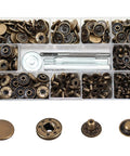 Leather Snap Fasteners Kit 80 Sets 15mm Antique Brass Pro Grade Heavy Duty Snap Buttons With 4 Setter Tools in box