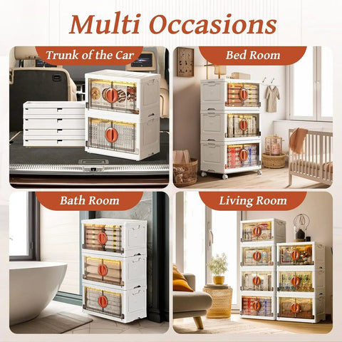 Hella Spacious Stackable Storage Bins And Foldable Plastic Totes With Smooth Rolling Wheels Lockable Doors For Total Garage Transformation And Everyday Organization Needs