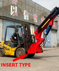 Built Tough Forklift Mounted Jib Boom Crane With Hydraulic Telescoping Boom and Rock Solid 13200 Pound Capacity lifting pallets.