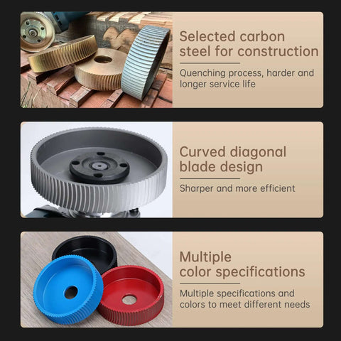 Multi Purpose Wood Carving Disc Kit For Angle Grinder With 4.5 Inch Milling Cutters And 5/8 Inch Arbor with steel and color options