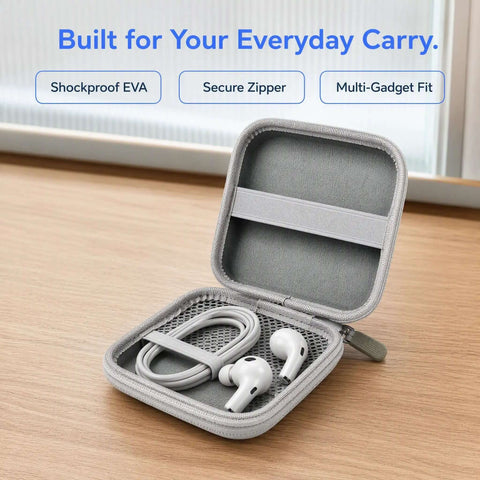 Rugged Eva Hard Shell Cable Organizer No More Gnarly Tangles Street Smart Tech Gear Pouch For Chargers Adapters And Electronics built with shockproof EVA.