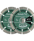 Job Ready 4.5 Inch Diamond Blades For Angle Grinders 2 Pack Featuring Heavy Duty Segmented Turbos For Crisp Concrete Stone Brick And Granite Cuts Dry Wet Operation, showing two diamond saw blades.