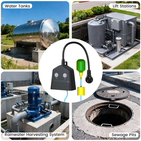 Smart WiFi Sump Pump Alarm With Alarm Activated Outlet And Free App Alerts, No Hassle High And Low Water Level Notifications, Built In Backup Battery, 110dB Siren, 10ft Float Switch For Basements, Septic Tanks, Ponds And Water Tanks. for water tanks and lift stations