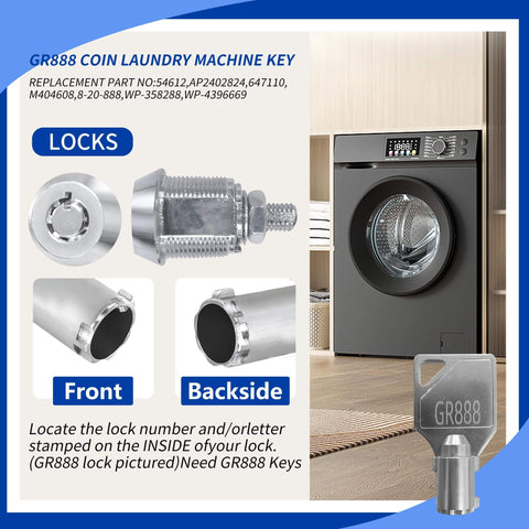 Five Key Set For Commercial Washer And Dryer From Speed Queen Includes GR777 GR800 GR888 GR100 GR999 Coin Laundry Keys For Greenwald And Coin Op Equipment