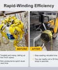 Heavy Duty Steel Cargo Strap Winder For Flatbed Trailers Portable Tie Down Roller coils yellow winch strap on truck