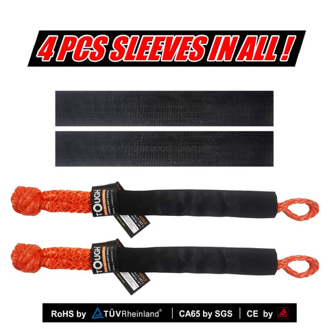2 Pack Synthetic Soft Shackle Half Inch By 22 Inch With 55000 Lb Breaking Strength Orange Rope Shackle, 4 Sleeves