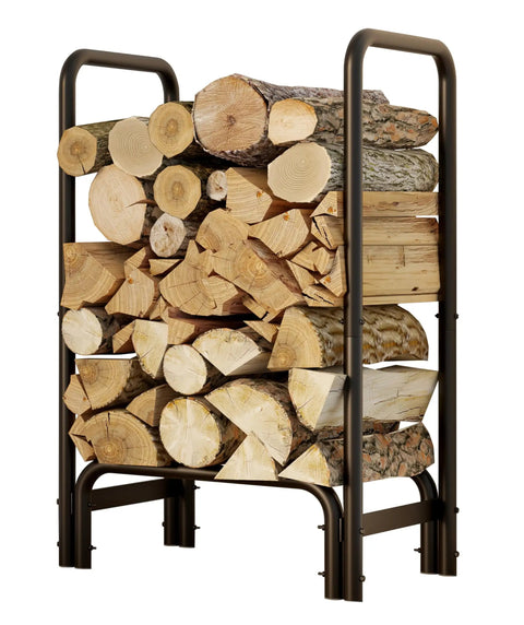 Sturdy Firewood Rack And Log Holder For Indoor Outdoor Use Heavy Duty 25mm Tubular Steel Log Storage Stack Supports Up To 400 Pounds