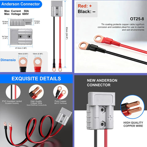 Heavy Duty Badass 12V LiFePO4 Battery Charger 10 Amp Rapid Charge Kit showing Anderson connector with red and black cables.