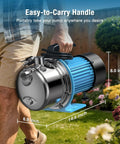 Person carrying 2HP Portable Shallow Well Pump For Home Use 1800 GPH Water Transfer Pump 110V Stainless Steel Garden Booster
