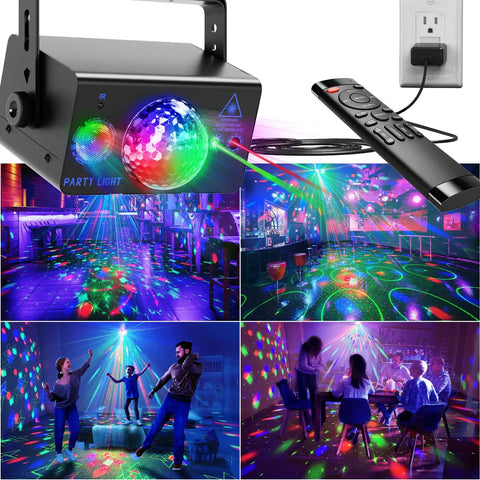 Disco Ball LED Lights 2 In 1 Party Lights With Sound Activated Modes And Remote Control creating vibrant effects in club setting