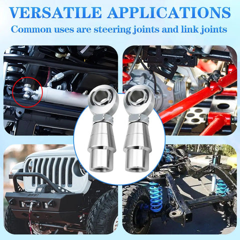 3/4-16 Heim Joint Rod End Set With Right Hand And Left Hand Threads Includes Lock Nut And Bushing, Easy Weld Install For Suspension Upgrades, Durable Off Road Performance Kit For UTVs And High Horsepower Builds. heim joints shown in UTV steering and suspension links
