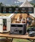 Go To 1000W Solar Generator With 2000W Peak, 576Wh LiFePO4 Battery Portable Power Station on outdoor table with devices connected