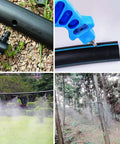 2-In-1 Drip Irrigation Hole Punch And Fitting Insertion Tool Kit for 1/4 fittings with blue handle in garden setup