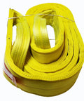 Industrial Grade 4 Inch By 20 Foot Nylon Lifting Web Sling Made In USA With Four Ply 900 Webbing, coiled and ready for use