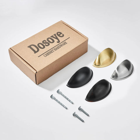 Matte Black Cup Pulls Set of 10 for Cabinets and Drawers Three and Eleven Sixteenths Inch Length with screws and box