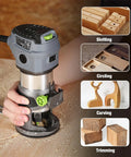 WORKPRO compact router kit, 6.5A corded wood router with green dial, front view