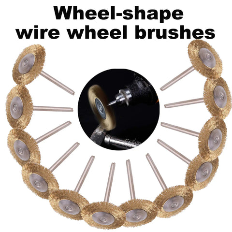 72 Pack Brass And Steel Wire Wheel Brushes Set With One Eighth Inch Shank For Rotary Tools Rust Removal Paint Stripping