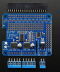 DC And Stepper Motor HAT For Raspberry Pi Mini Kit With Four TB6612 H Bridges, 1.2A Per Channel showing blue circuit board