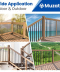 25 Pack 36 Inch Aluminum Balusters Round Black For Deck Railing Stairs Porch Spindles Three Quarter Inch Hollow Diameter DIY Friendly Ready To Cut Versatile Fit With Most Connectors displayed on various railings and stairs