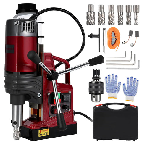 Beast Magnetic Drill Press With 1.57 Inch Capacity, 210mm Stroke, 13000N Hold, 1550W Power, portable drill with accessories