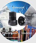 10 Pack 1/4 Inch IP68 Nylon Cord Grip Strain Relief Cable Gland Set Heavy Duty Adjustable NPT Fittings For Outdoor Electronics Waterproof Sealed UL Listed RoHS Compliant Black shown with waterproof, dust-proof, salt resistance, acid tolerance, insulation features.