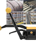 Heavy Duty Stainless Steel Strapping Tool Manual Belt Bundler For 13 To 19mm Metal Strap Packers, viewed from the side.