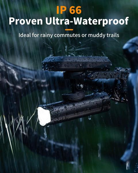 Ultra Bright Front Bike Light For Night Riding 1500 Lumens Rechargeable Bicycle Headlight With Aluminum Alloy Body IP66 Waterproof