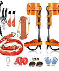 Tree Climbing Spikes With Pro Arborist Gear Kit Including 10m Nylon Rope, Safety Belt, Scissors And Saws, Leather Protective Gear